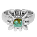 Gemme turquoise tibétaine avec 925 Sterling Designer Stetment Ring pour cadeau